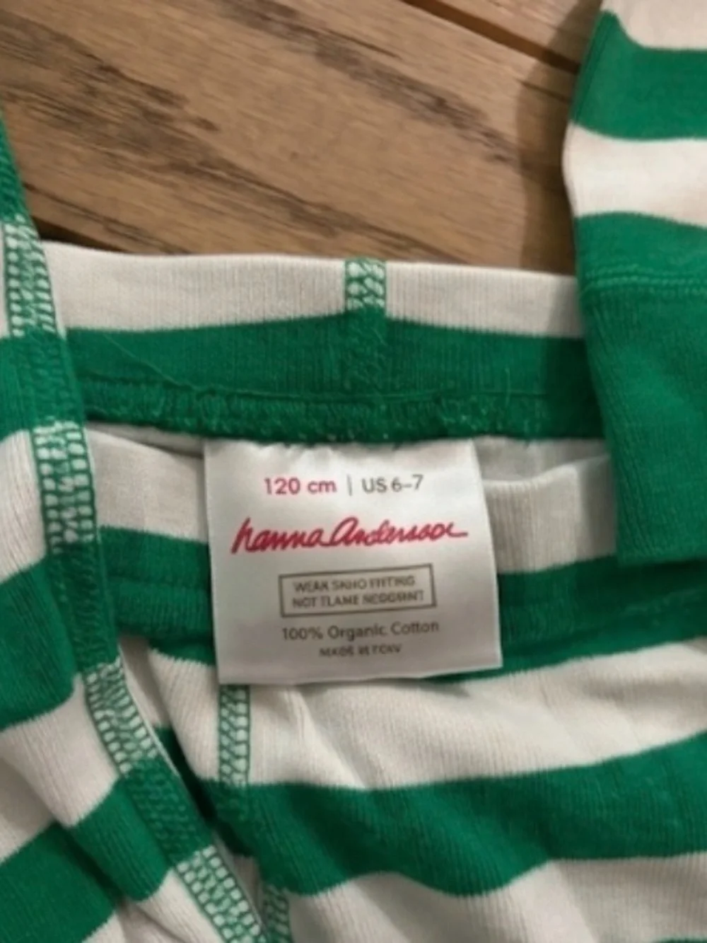 Hanna Andersson Green and White Striped Kids Pajama Set
